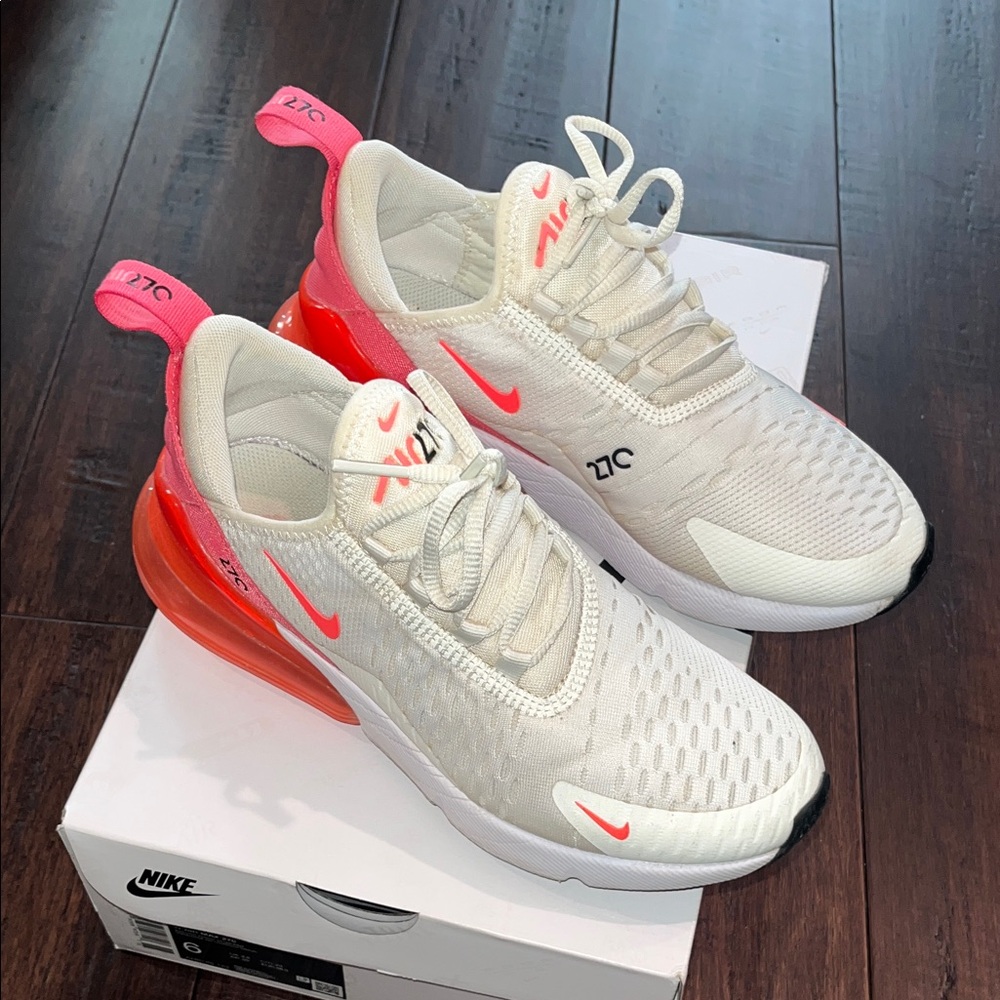 Nike Women's Air Max 270 White with Pink/Coral Accents